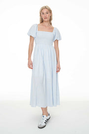 HUFFER CELINE LOVER MIDI DRESS - BLUE/WHITE - WILDROSE