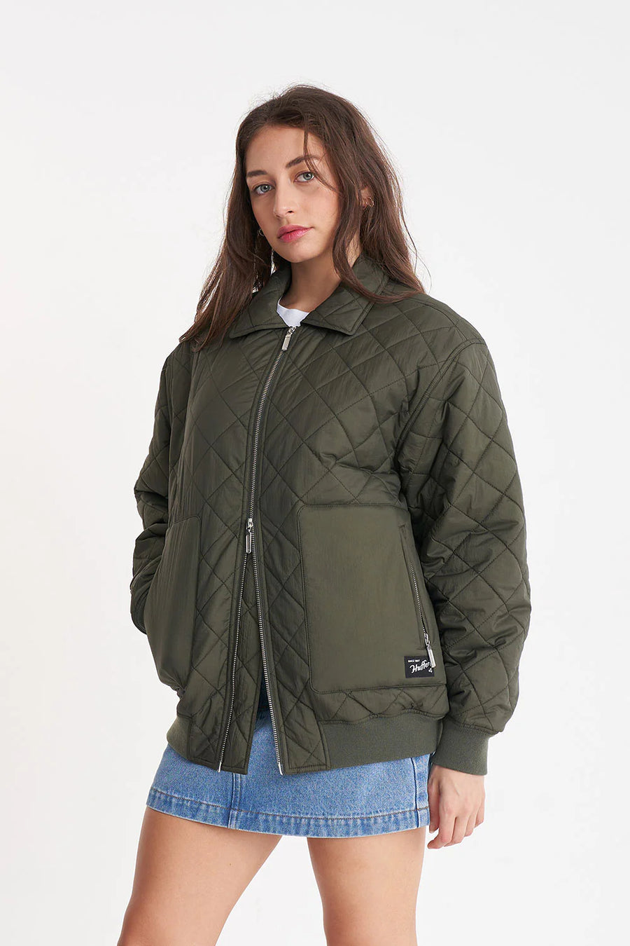 HUFFER QUILTED LONGLINE BOMBER - CYPRESS - WILDROSE