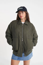 HUFFER QUILTED LONGLINE BOMBER - CYPRESS - WILDROSE