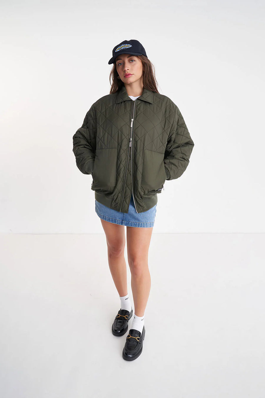 HUFFER QUILTED LONGLINE BOMBER - CYPRESS - WILDROSE