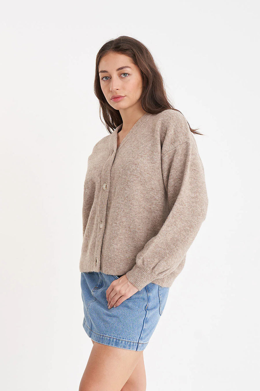 HUFFER KENDALL CARDIGAN - OAT MARLE - WILDROSE