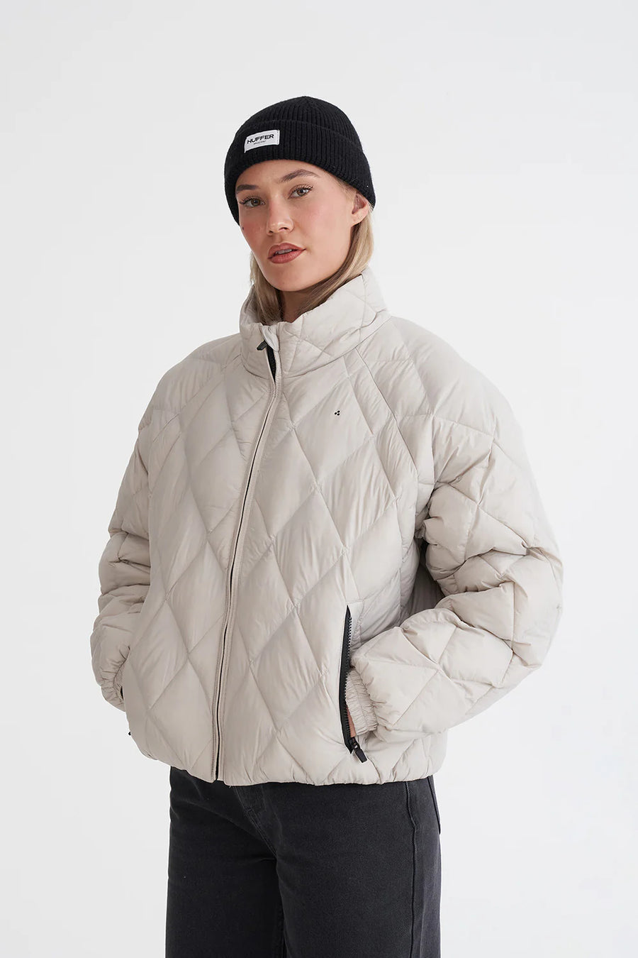 HUFFER WOMENS QUILTED LOFT JACKET - MOONROCK - WILDROSE