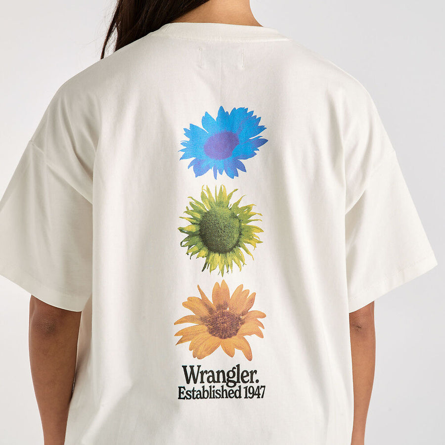 WRANGLER SUNFLOWER BOXY TEE - VINTAGE WHITE - WILDROSE