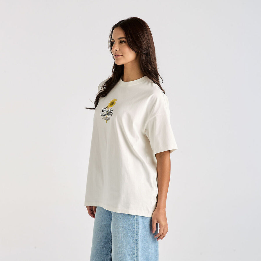 WRANGLER SUNFLOWER BOXY TEE - VINTAGE WHITE - WILDROSE