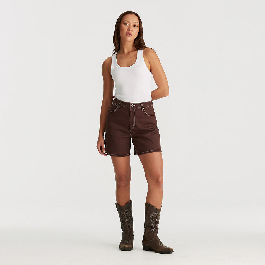 WRANGLER HI A-LINE SHORT - CHOCOLATE - WILDROSE