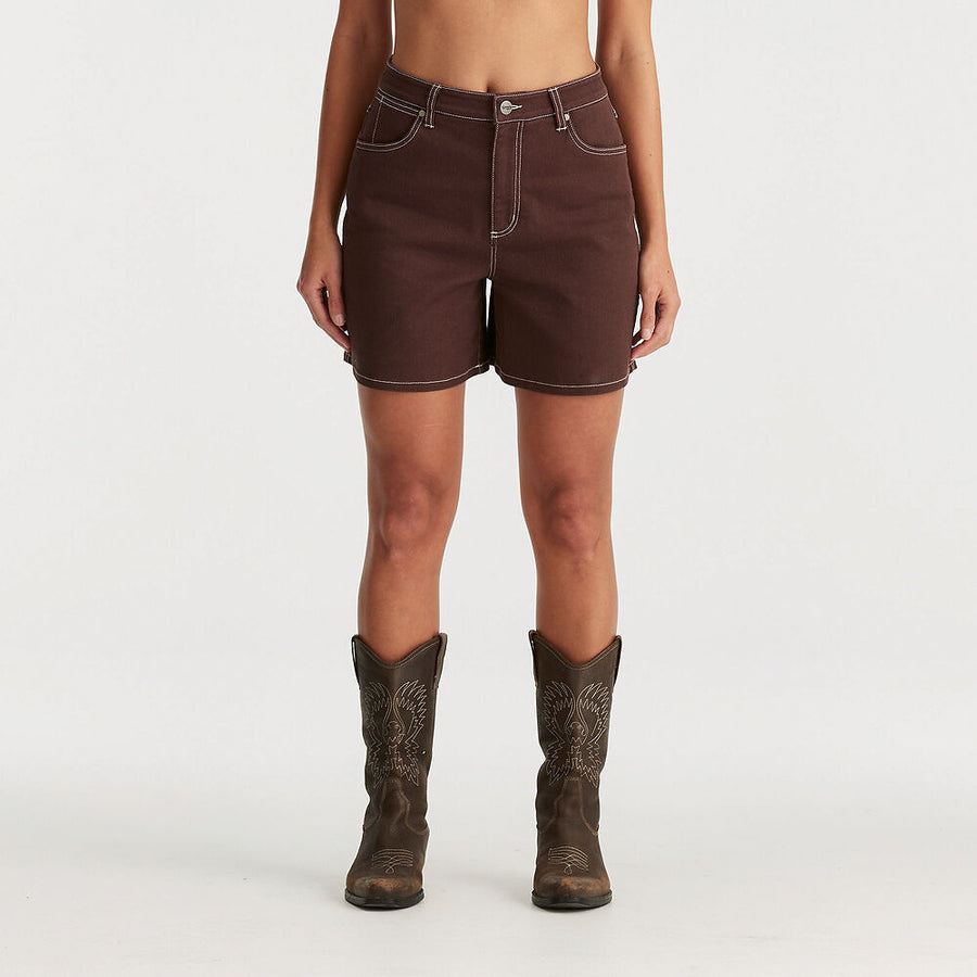 WRANGLER HI A-LINE SHORT - CHOCOLATE - WILDROSE