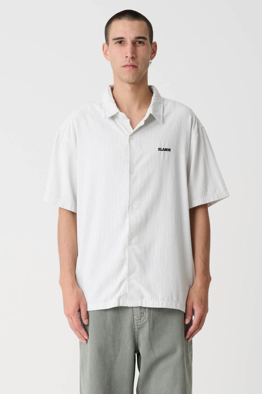 XLARGE 91 OXFORD SS SHIRT - TRUE WHITE/BLACK - WILDROSE