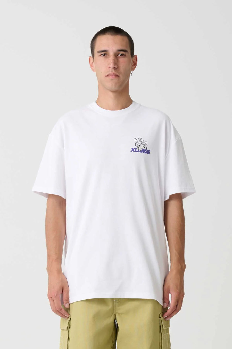 XLARGE FIRE DICE SS TEE - WHITE - WILDROSE