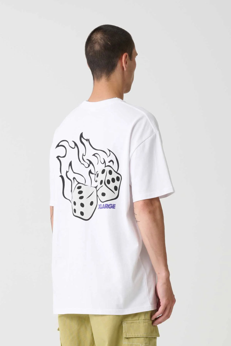 XLARGE FIRE DICE SS TEE - WHITE - WILDROSE