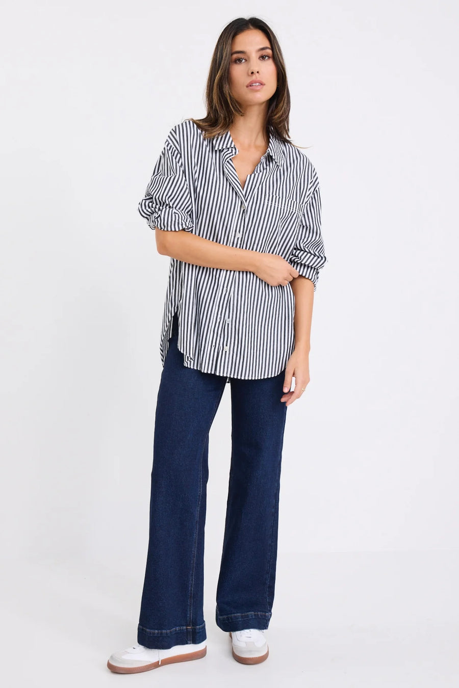 STORIES BE TOLD YOU GOT THIS BLACK STRIPE OVERSIZED SHIRT - WILDROSE