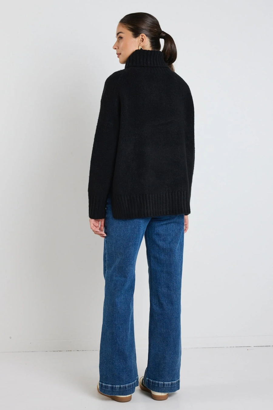 AMONG THE BRAVE ZEALOUS BLACK ROLL NECK SUPER SOFT KNIT JUMPER - WILDROSE