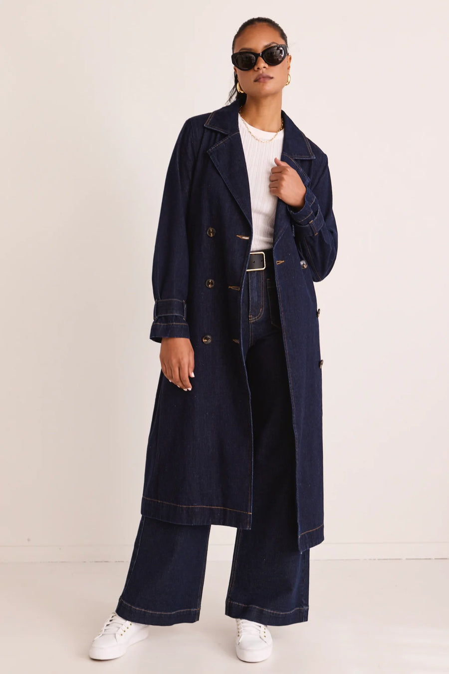 AMONG THE BRAVE RODEO INDIGO TRENCH COAT - WILDROSE