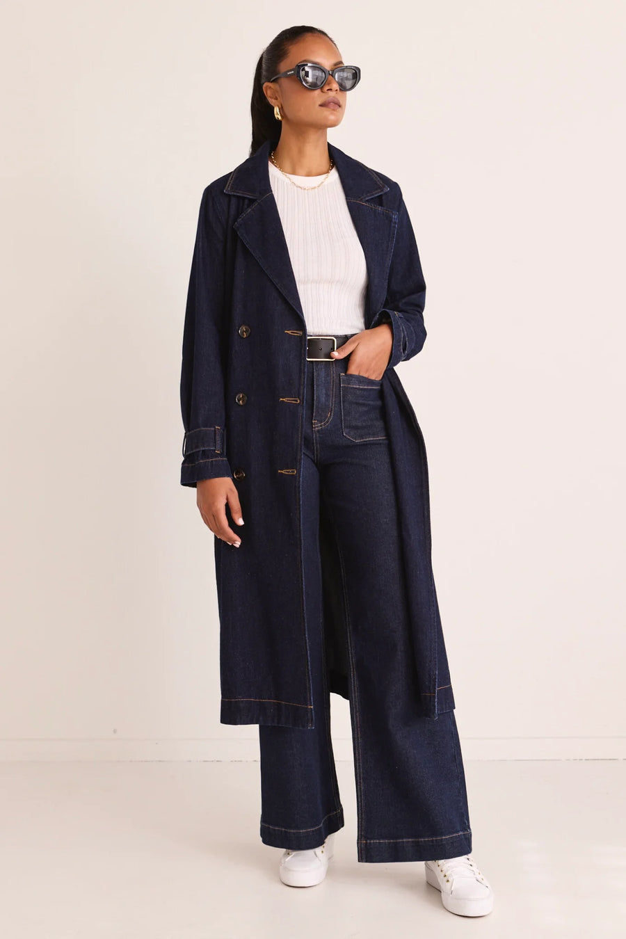 AMONG THE BRAVE RODEO INDIGO TRENCH COAT - WILDROSE