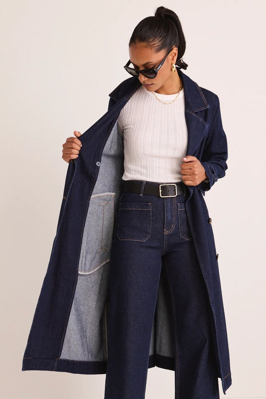 AMONG THE BRAVE RODEO INDIGO TRENCH COAT - WILDROSE