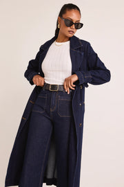 AMONG THE BRAVE RODEO INDIGO TRENCH COAT - WILDROSE