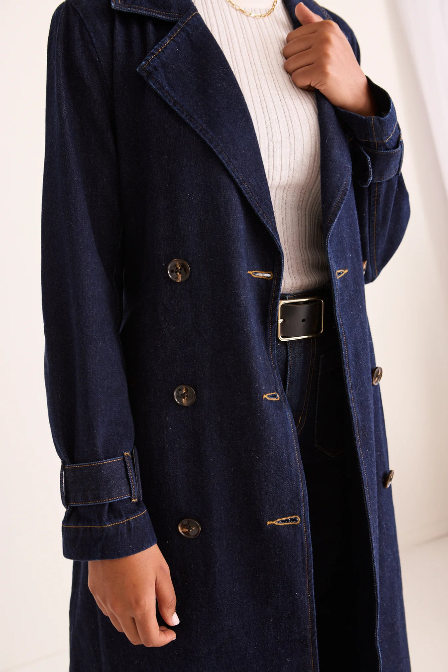 AMONG THE BRAVE RODEO INDIGO TRENCH COAT - WILDROSE