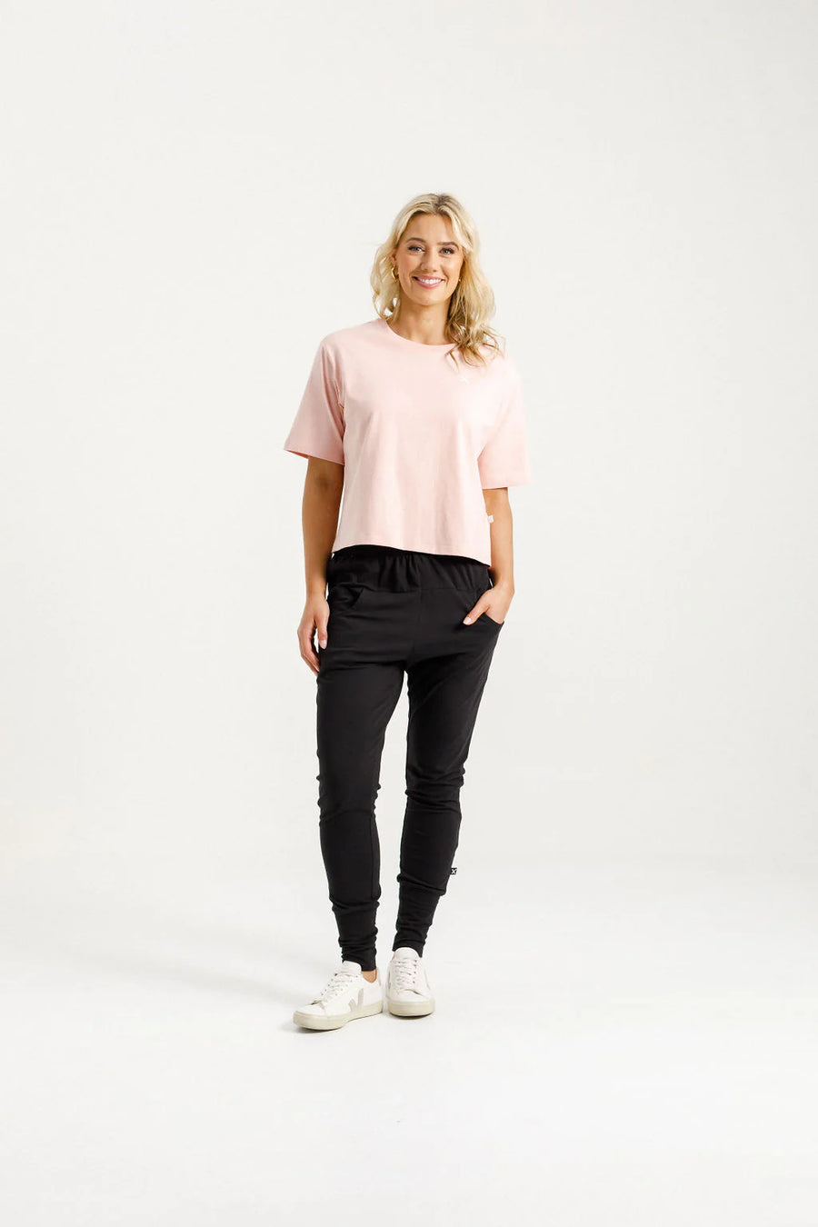 HOMELEE APARTMENT PANTS - BLACK WITH BLOSSOM BERRY - WILDROSE