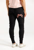 HOMELEE APARTMENT PANTS - BLACK WITH BLOSSOM BERRY BOW - WILDROSE