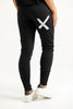 HOME-LEE APARTMENT PANTS WINTER - BLACK WITH LILAC DAMASK X - WILDROSE