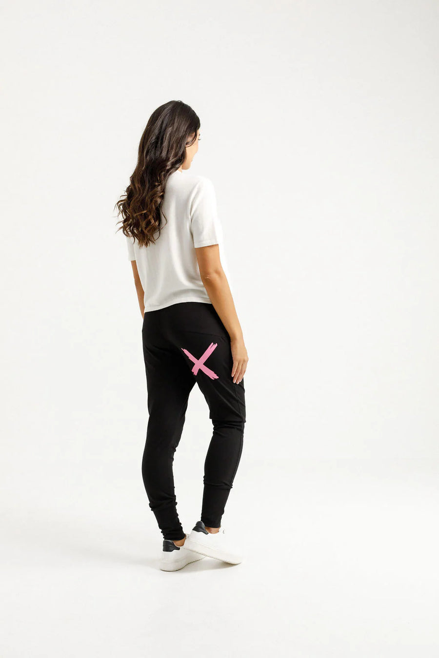 HOMELEE APARTMENT PANT - BLACK WITH CANDY PINK X - WILDROSE