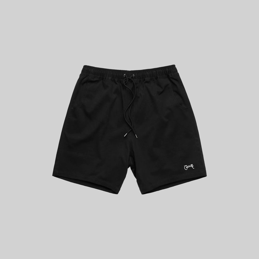 CRATE SCRIPTED STAMP WALK SHORTS - BLACK - WILDROSE