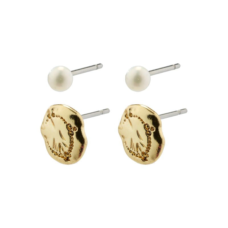 PILGRIM JOLA EARRINGS - GOLD PLATED WHITE - WILD ROSE