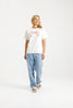 HOMELEE CHRIS TEE - WHITE WITH BLOSSOM BERRY BOW - WILDROSE