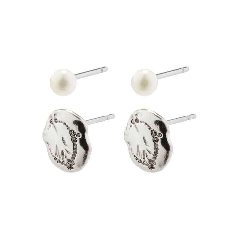 PILGRIM JOLA EARRINGS - SILVER PLATED WHITE - WILD ROSE