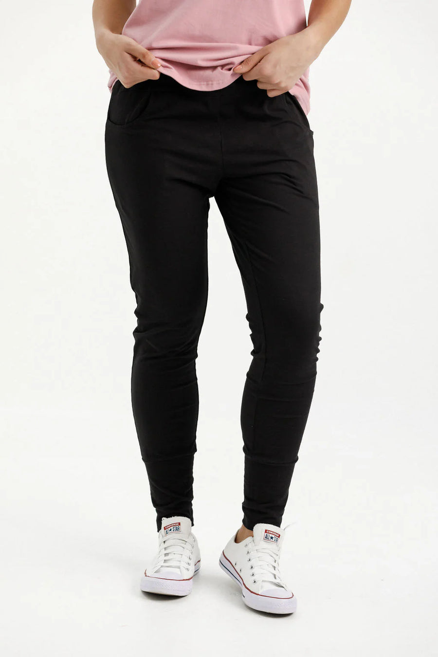 HOME-LEE APARTMENT PANTS - BLACK WITH LILAC X - WILDROSE