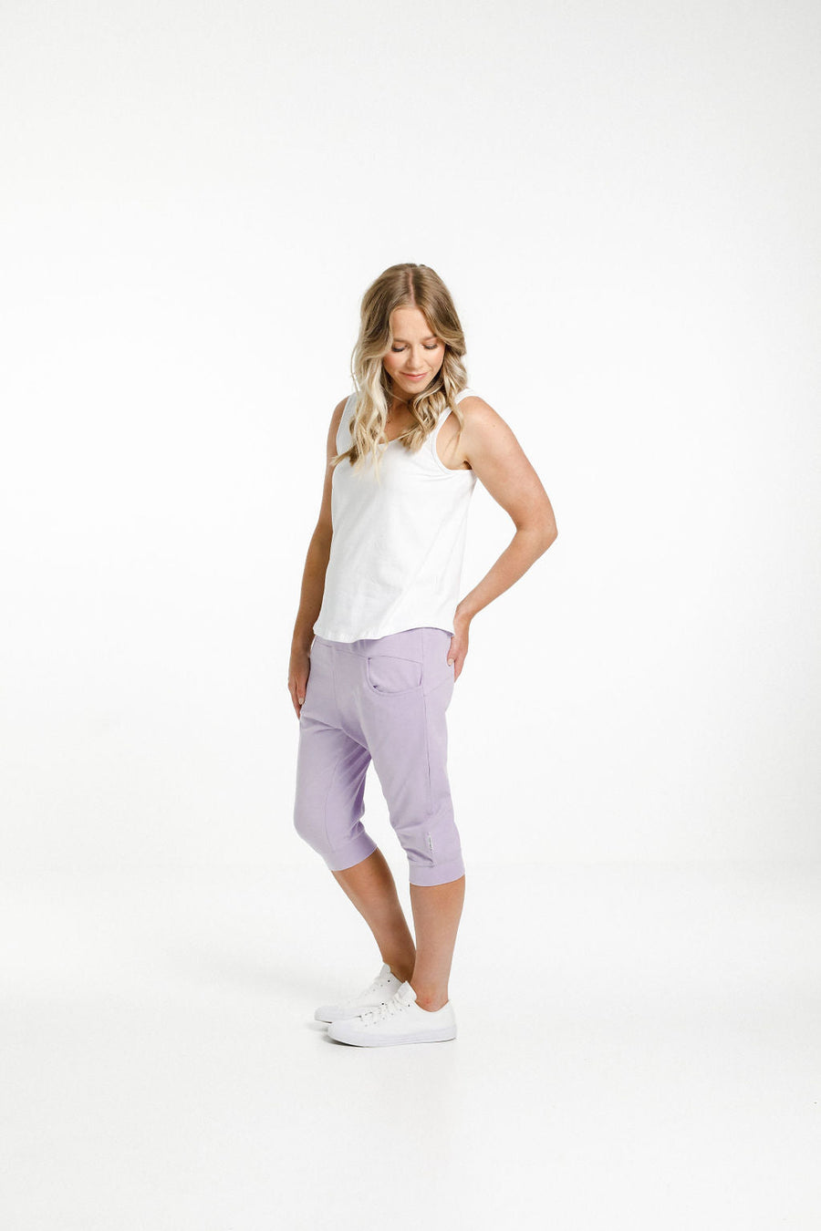 HOMELEE 3/4 APARTMENT PANTS - PERIWINKLE WITH STRIPE - WILD ROSE