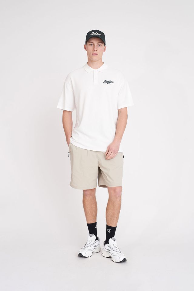 HUFFER MENS PAR SS POLO/BALLSY - CHALK - WILDROSE