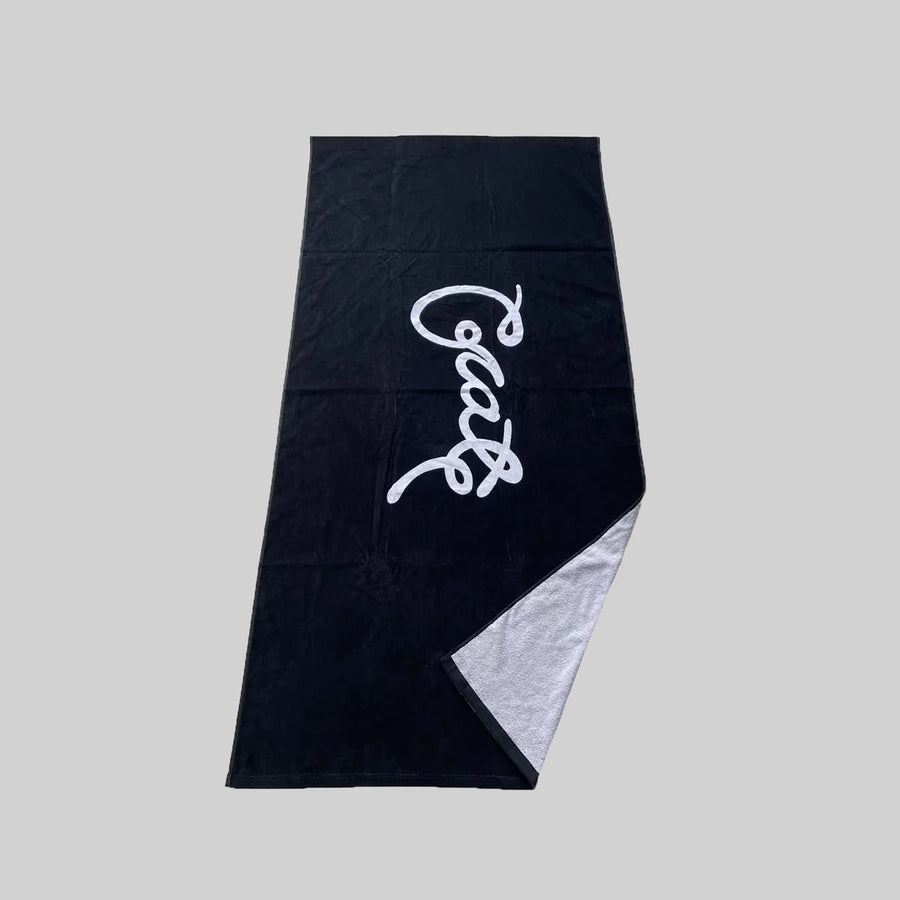 CRATE SCRIPTED BEACH TOWEL - BLACK - WILDROSE