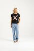 HOMELEE JACKIE TEE - BLACK WITH BLOSSOM BERRY - WILDROSE