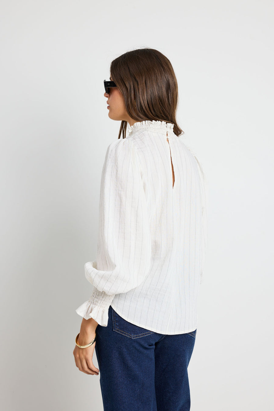 IVY + JACK EMPHATIC IVORY STRIPE HIGH NECK TOP - WILDROSE