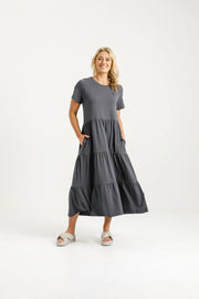 HOMELEE KENDALL DRESS - GRAPHITE - WILDROSE