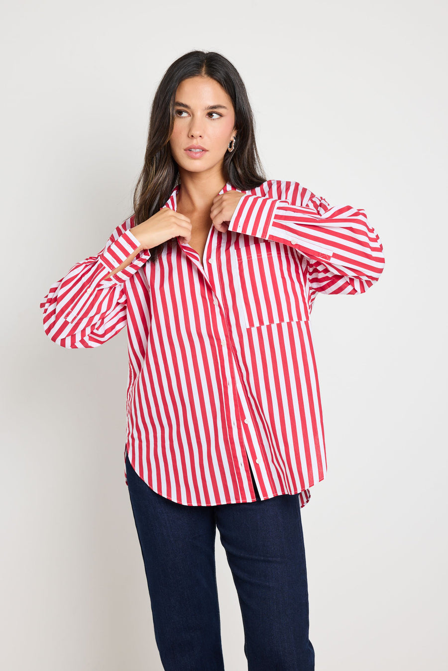 STORIES TO BE TOLD YOU GOT THIS RED STRIPE OVERSIZED SHIRT - RED STRIPE - WILDROSE