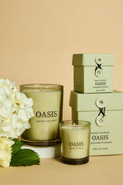 AMONG THE BRAVE OASIS HONEYSUCKLE JASMINE 250G SOY CANDLE GREEN - WILDROSE