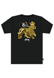 STUSSY GOLD LION SS TEE - BLACK - WILDROSE