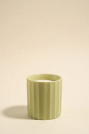 FLO'S HOME WIDE RIB SAGE CERAMIC SCENTED CANDLE - WILDROSE