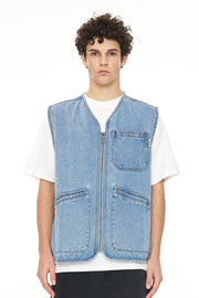 HUFFER DENIM PACK VEST/EXILE - MID WASH - WILDROSE