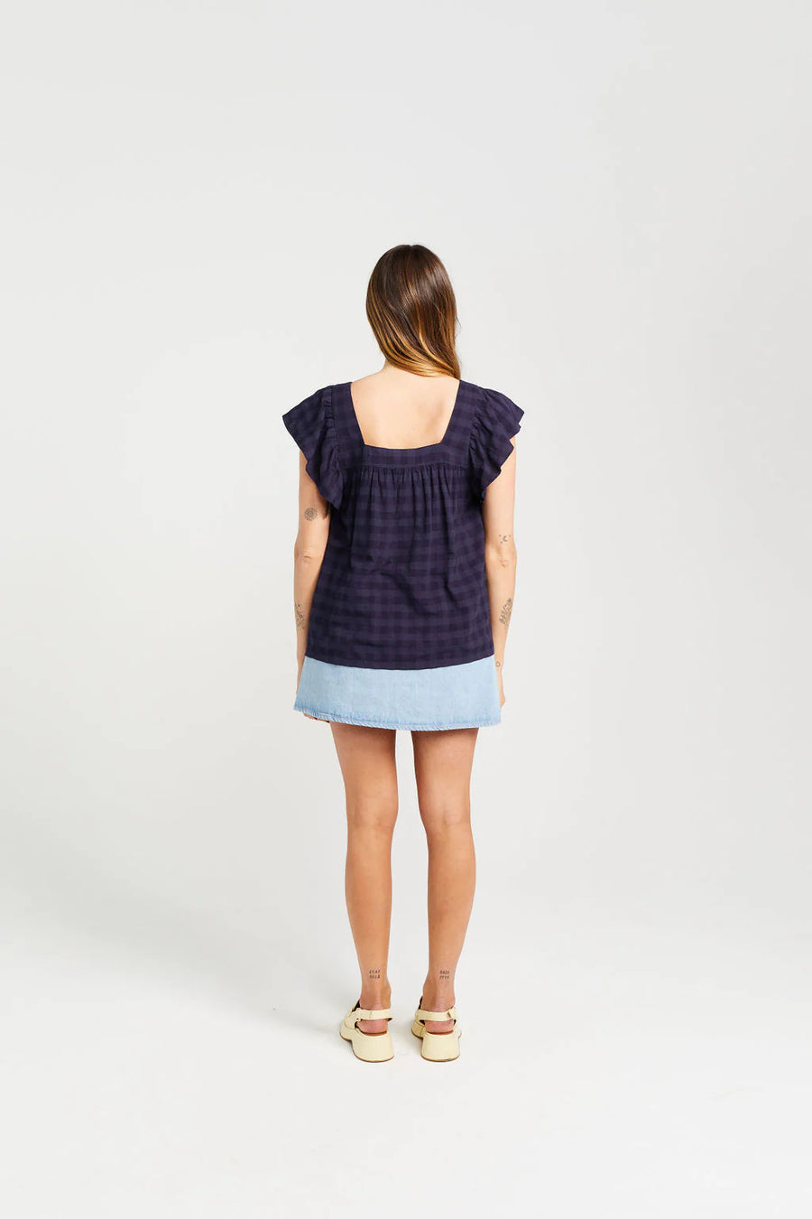 THING THING TIGGY TOP - NAVY CHECK - WILDROSE