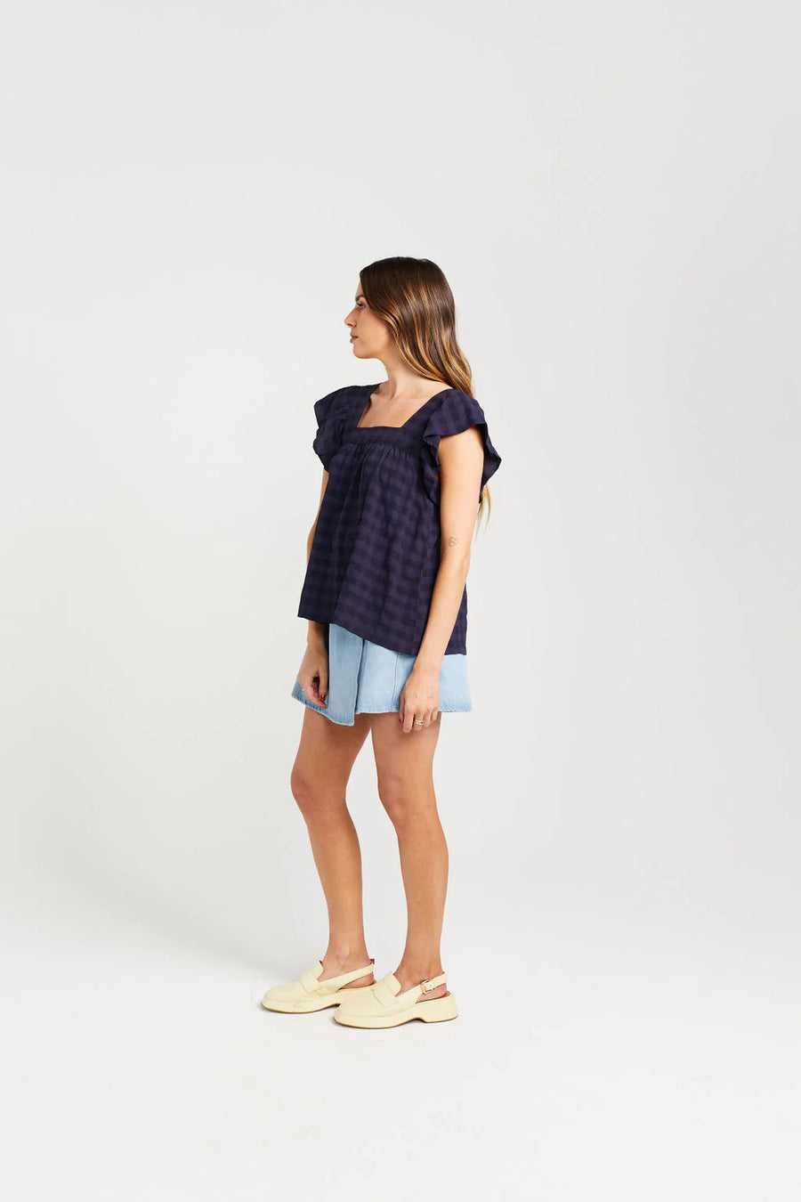 THING THING TIGGY TOP - NAVY CHECK - WILDROSE