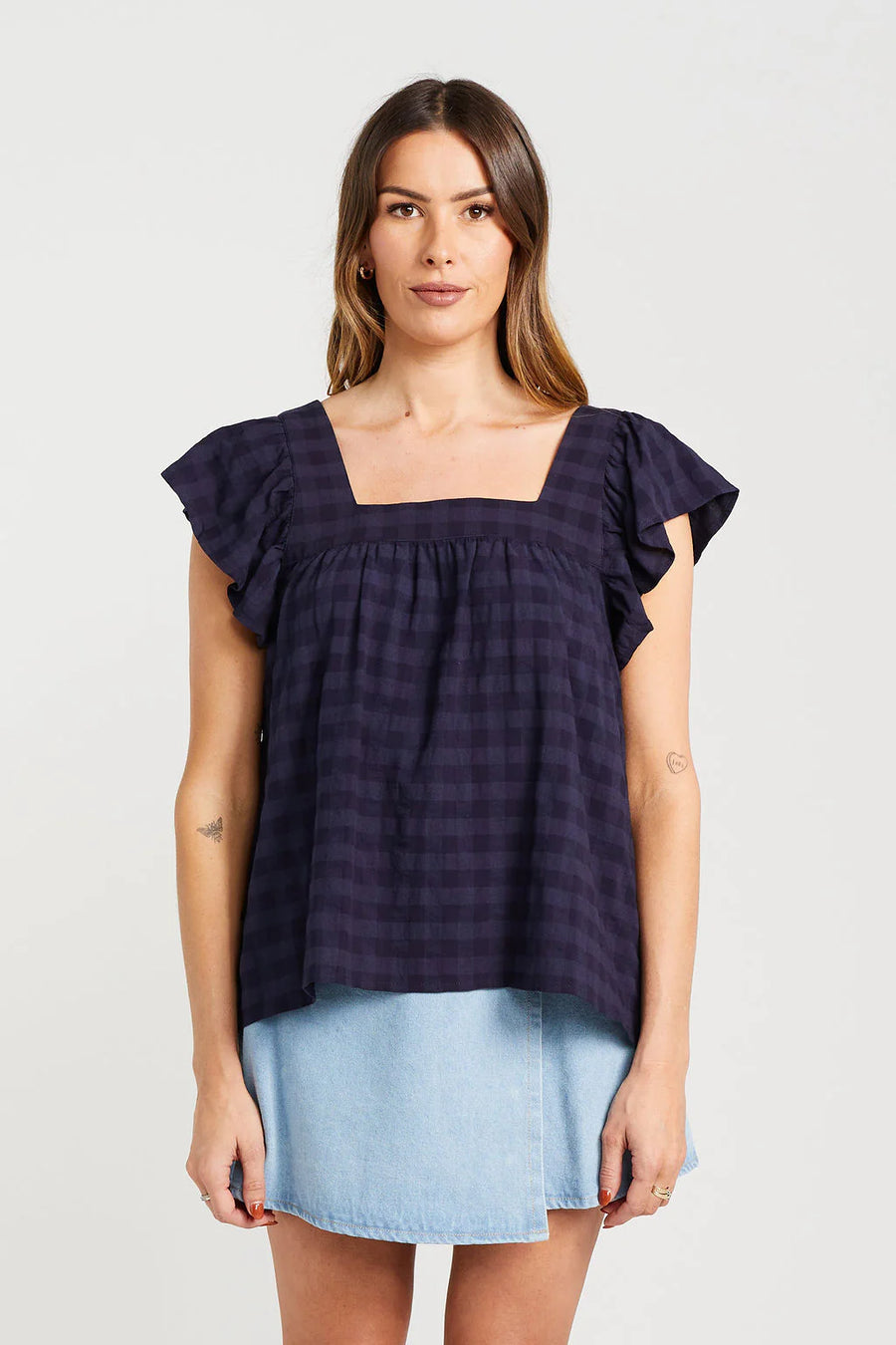 THING THING TIGGY TOP - NAVY CHECK - WILDROSE