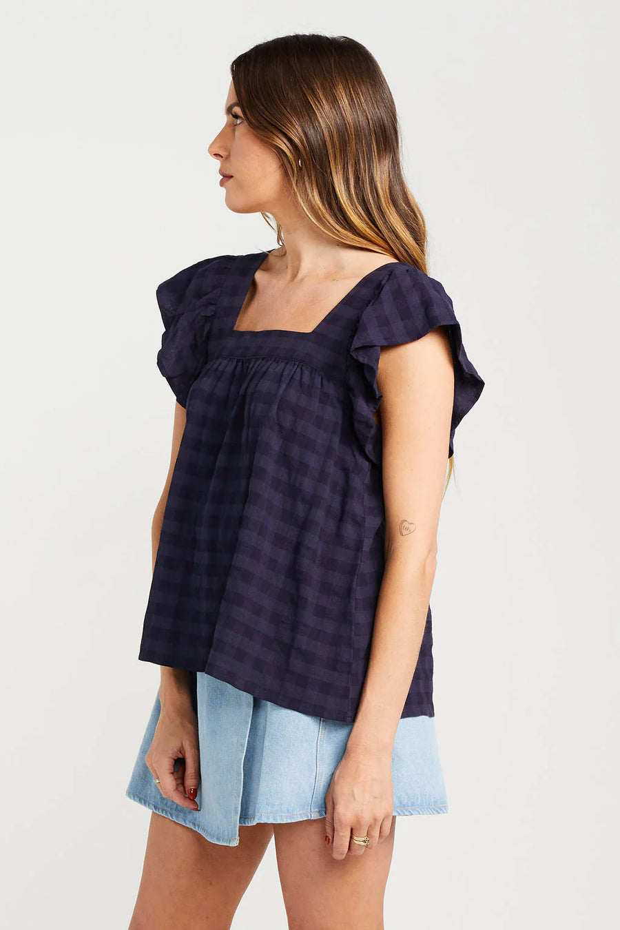 THING THING TIGGY TOP - NAVY CHECK - WILDROSE