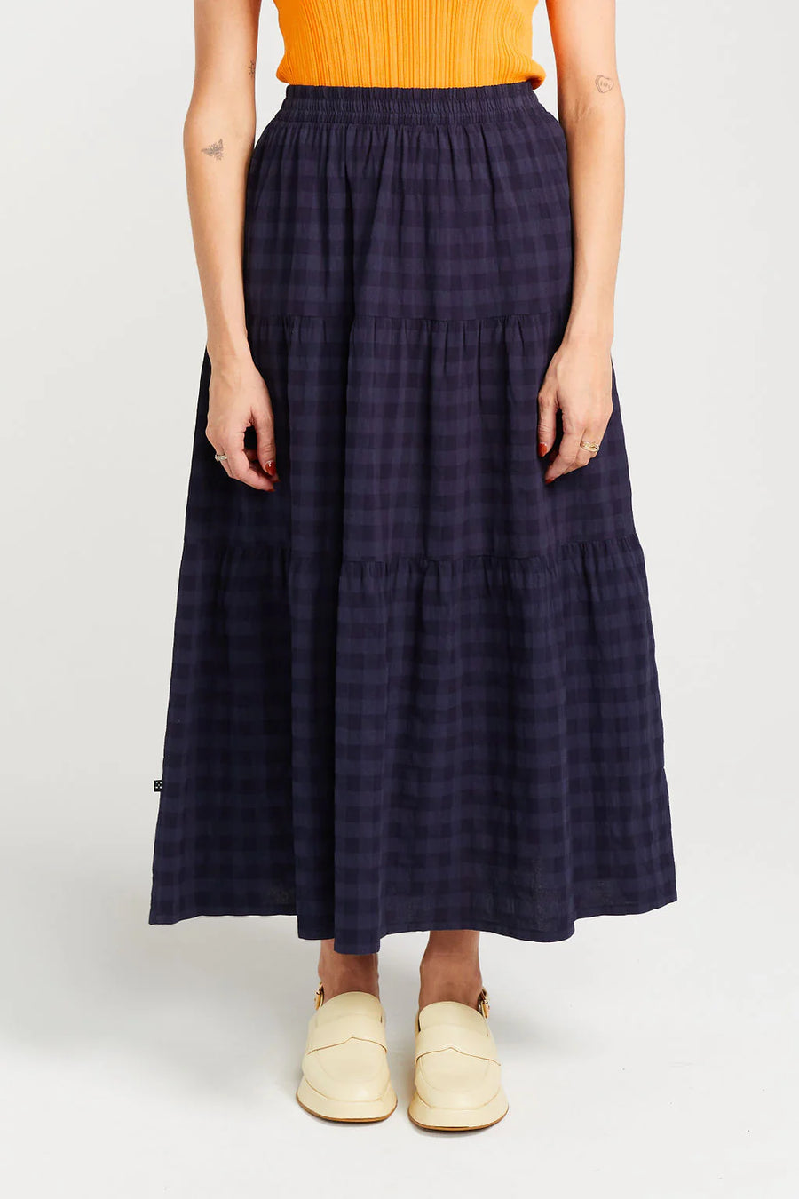 THING THING CLARA SKIRT - NAVY CHECK - WILDROSE