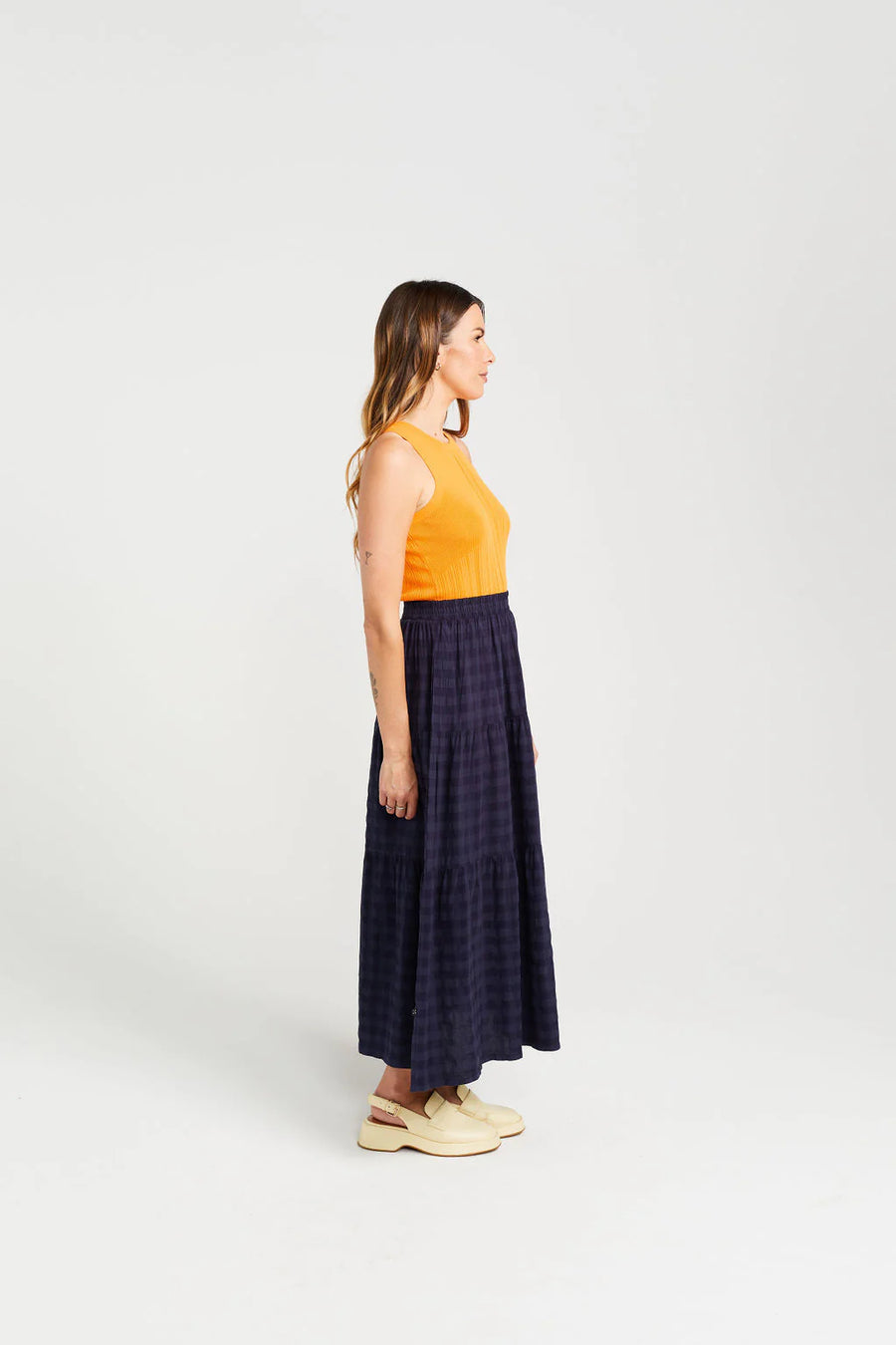 THING THING CLARA SKIRT - NAVY CHECK - WILDROSE