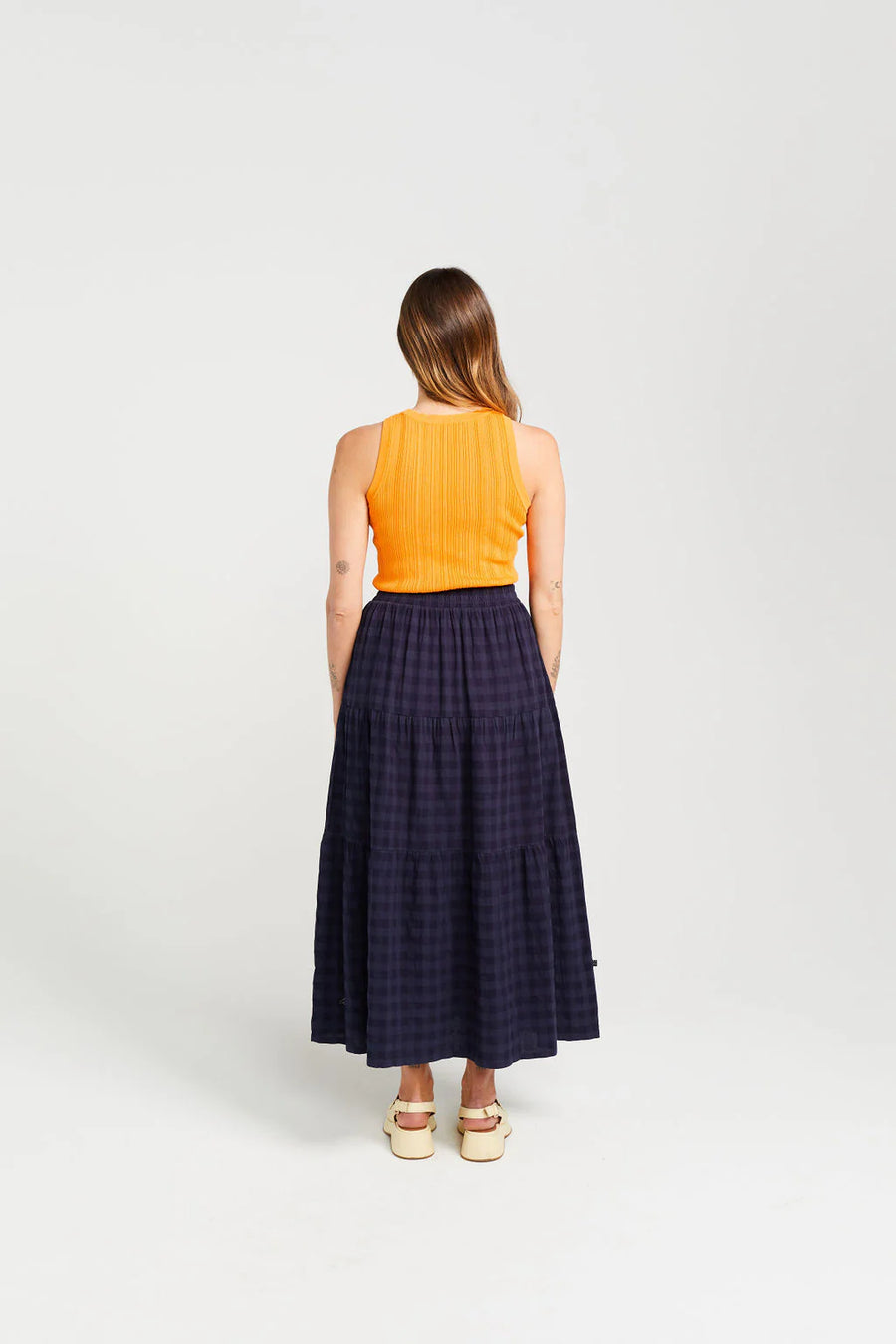 THING THING CLARA SKIRT - NAVY CHECK - WILDROSE