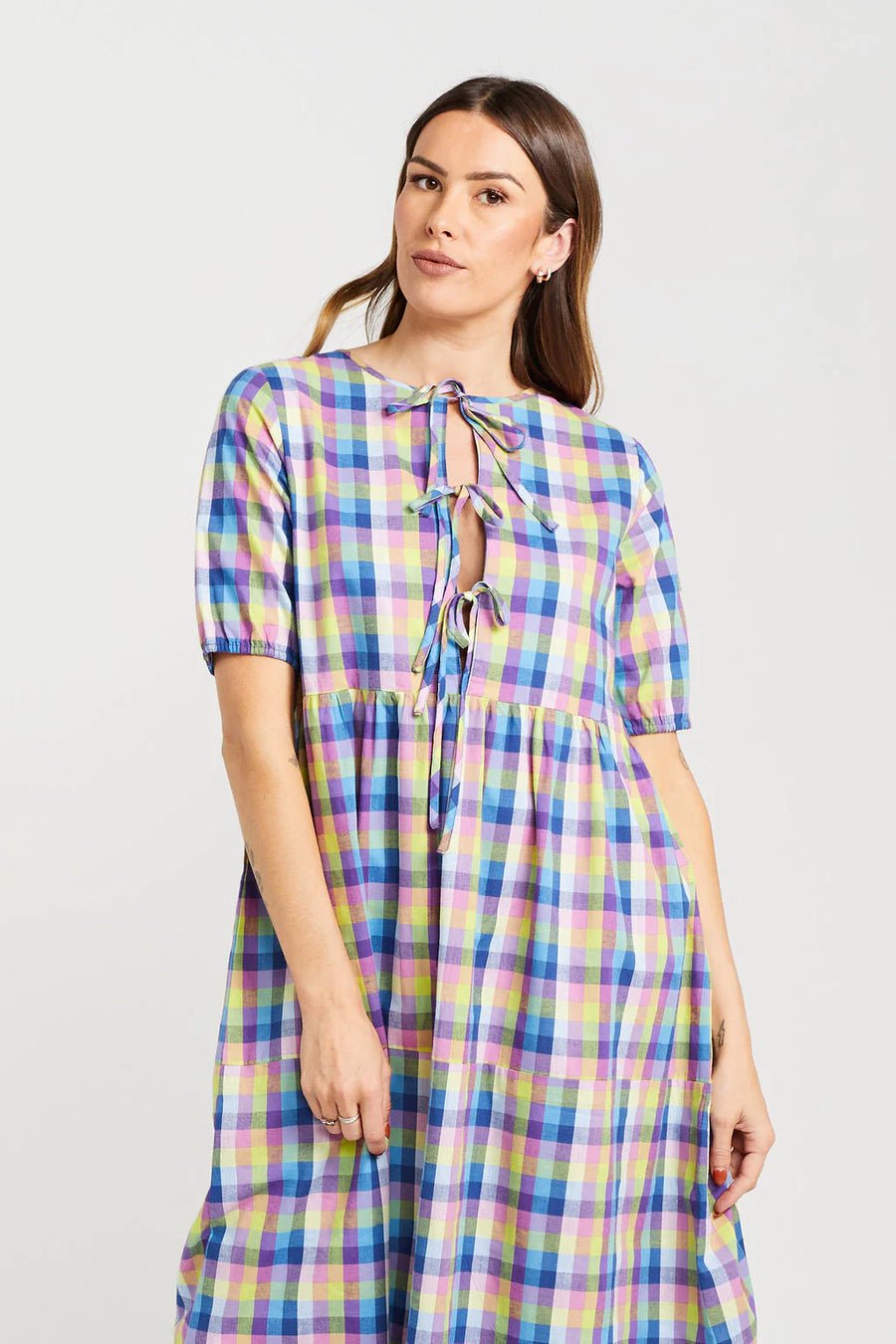 THING THING TIE UP LEAH DRESS - SUMMER PICNIC - WILDROSE