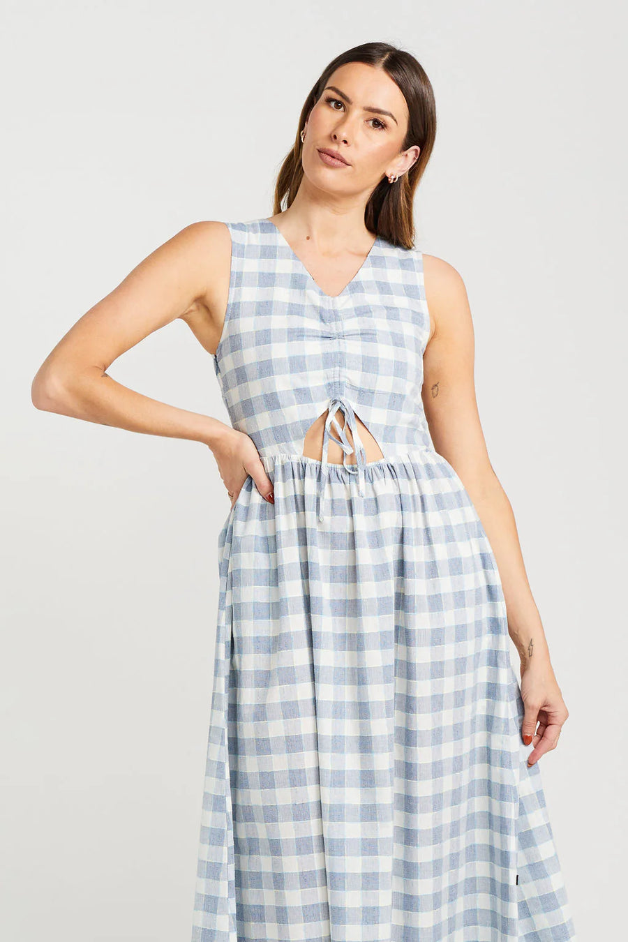 THING THING KIPPAH DRESS - MARINE CHECK - WILDROSE