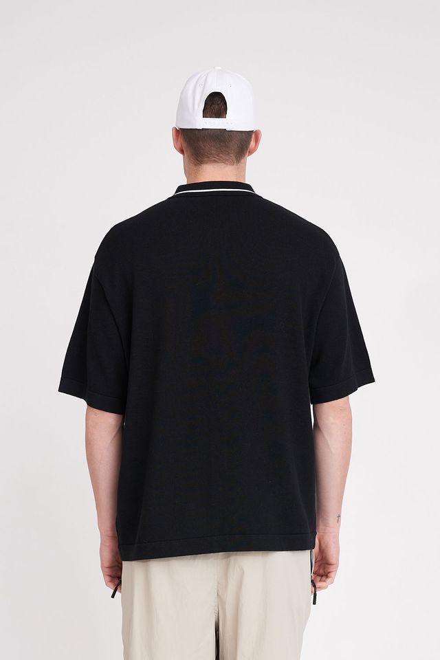 HUFFER MENS BIRDIE KNIT SHIRT - BLACK - WILDROSE